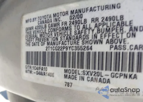 2000 Toyota Camry Solara Se из США, поврежденный, VIN 2T1CG22P9YC355264